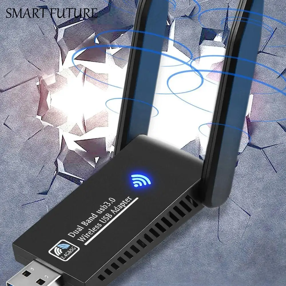 

Dual Band WiFi USB Adapter 2.4G/5Ghz USB3.0 Interface 1300Mbps WiFi Dongle Receiver Powerful Wireless Network Card Office Use