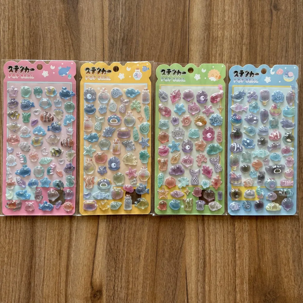 

Cute 3D Crystal Pop Seal Stickers - 4 Sheets Pack - Kawaii Stationery for Scrapbooking & Journaling Anime Worlds Store