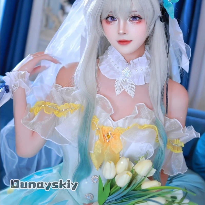 أزياء AHonkai Star Rail Firefly Bride اللامعة على شكل نجمة الصلاة التأثيرية أزياء ألعاب الرسوم المتحركة مجموعة كاملة أزياء الهالوين التأثيرية{Yumekiri}