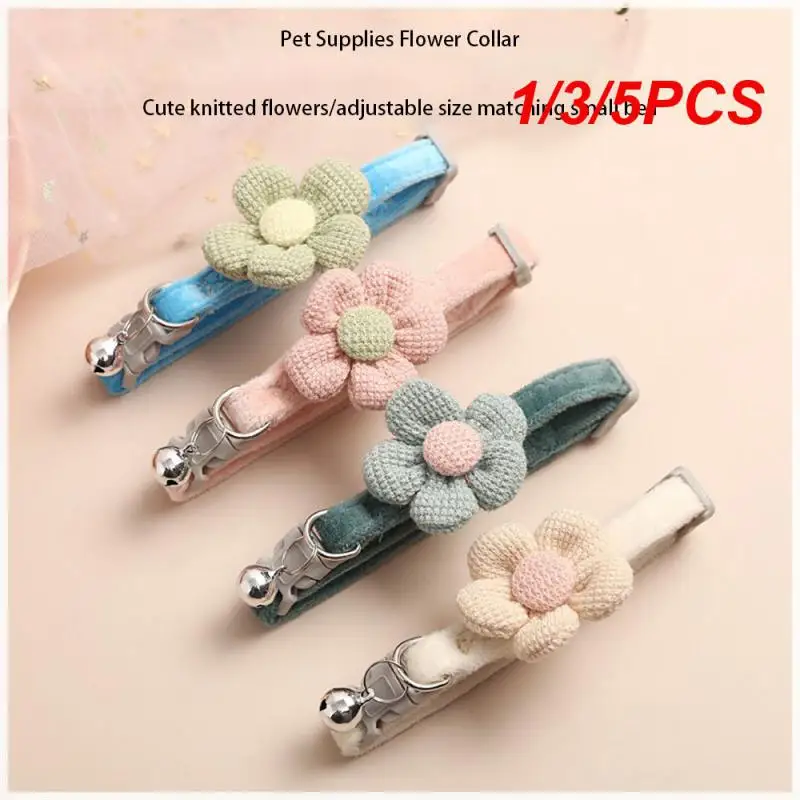 1/3/5 Uds suministros para mascotas dibujos animados encantador perro pequeño gato arco de seguridad campana flores campana Collar para mascotas
