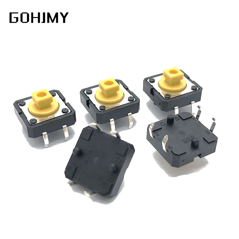 20PCS 12x12x7.3 mm Tactile Switches Yellow diygba Square Push Button Tact Switch 12*12*7.3 mm Micro Switches