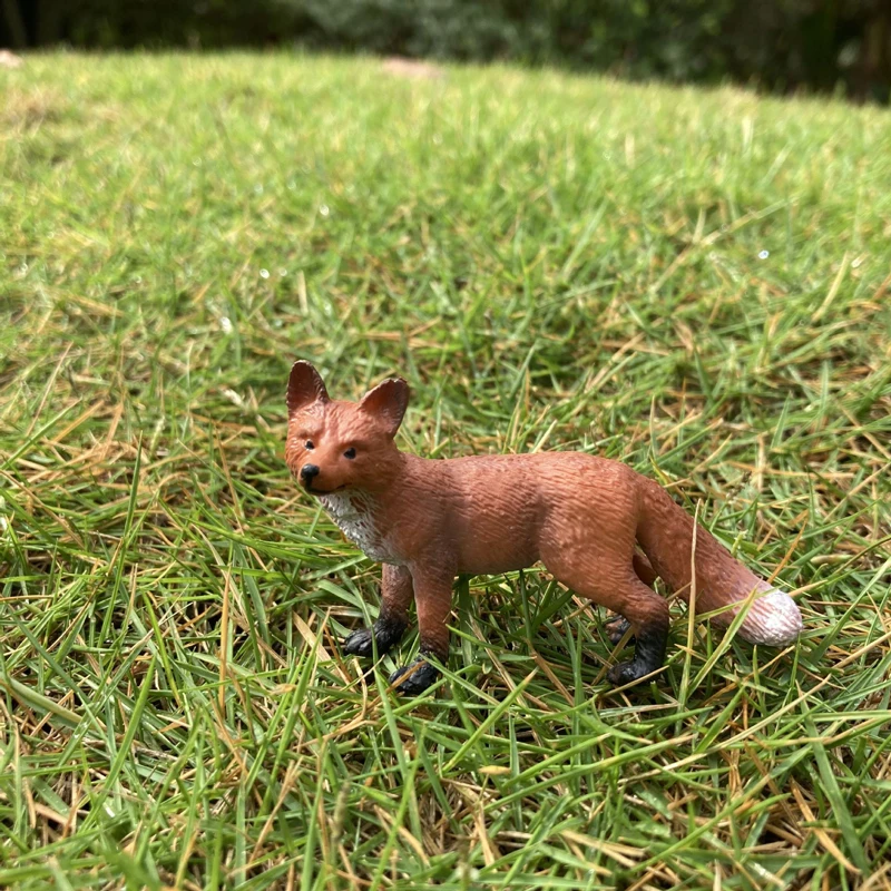 Realistisches Tierspielzeug, Modellständer, roter Fuchs, Kunstharzfigur, Heim-/Büro-Dekoration, Sammlerspielzeug für Kinder, frühe Bildung