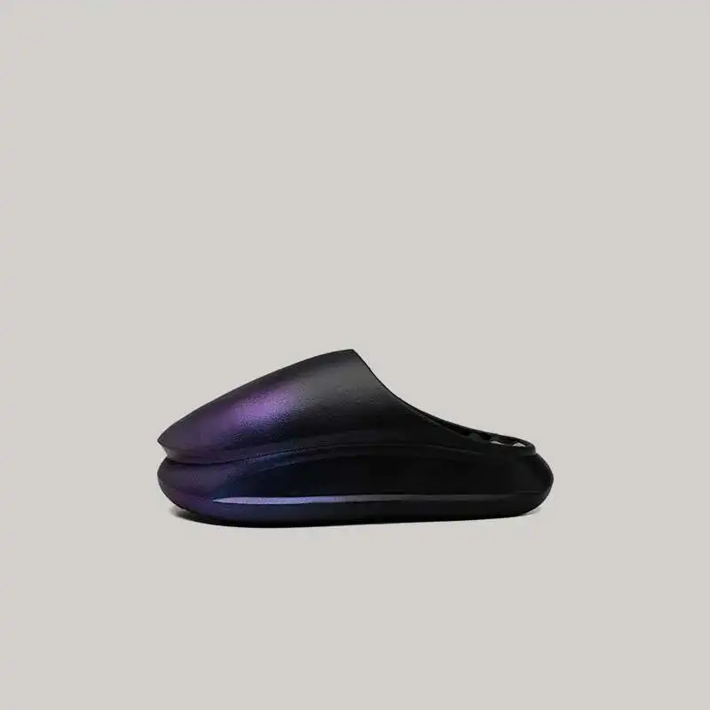 

2025 Summer Thick-Soled Height-Increasing Closed-Toe Slippers Man Women Couple Style Slip-On EVA Leather Waterproof Slippers