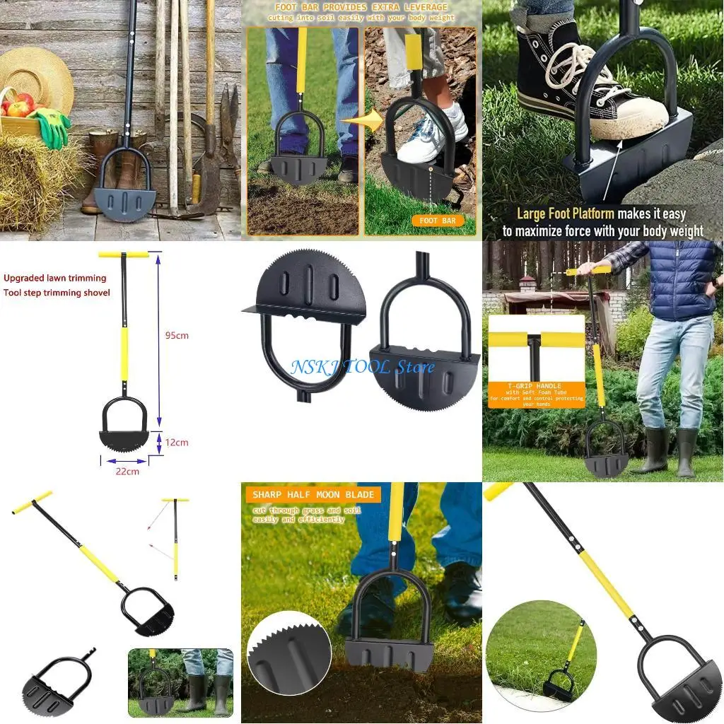 

L8RC Grass Cutter With T Grip Half Moon Serrated Manual Edger Wear Resistant