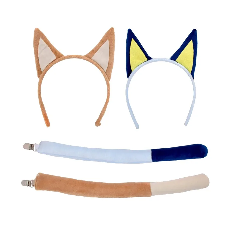 

Детский головной убор Bluey: милые мультяшные ушки, повязка на голову, аксессуар для косплея, украшение для головы, хвост, реквизит для костюма, подарки для детей