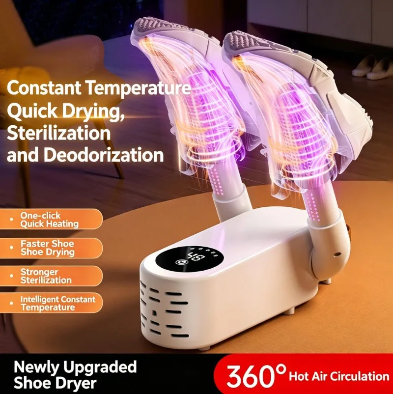 

Portable Foldable Shoe Dryer, Timing Function, Dual Wet & Dry Use, Deodorant & Bacteriostatic
