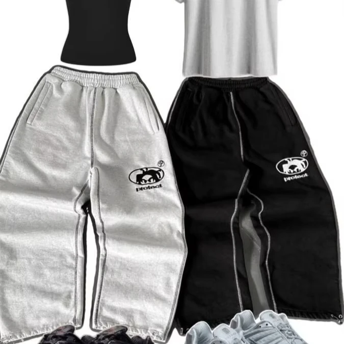 

Y2k Embroidered Man Pants Hip Hop Joggers Vintage Wide Leg Pants American Streetwear Casual Cotton Men Women sweatpants