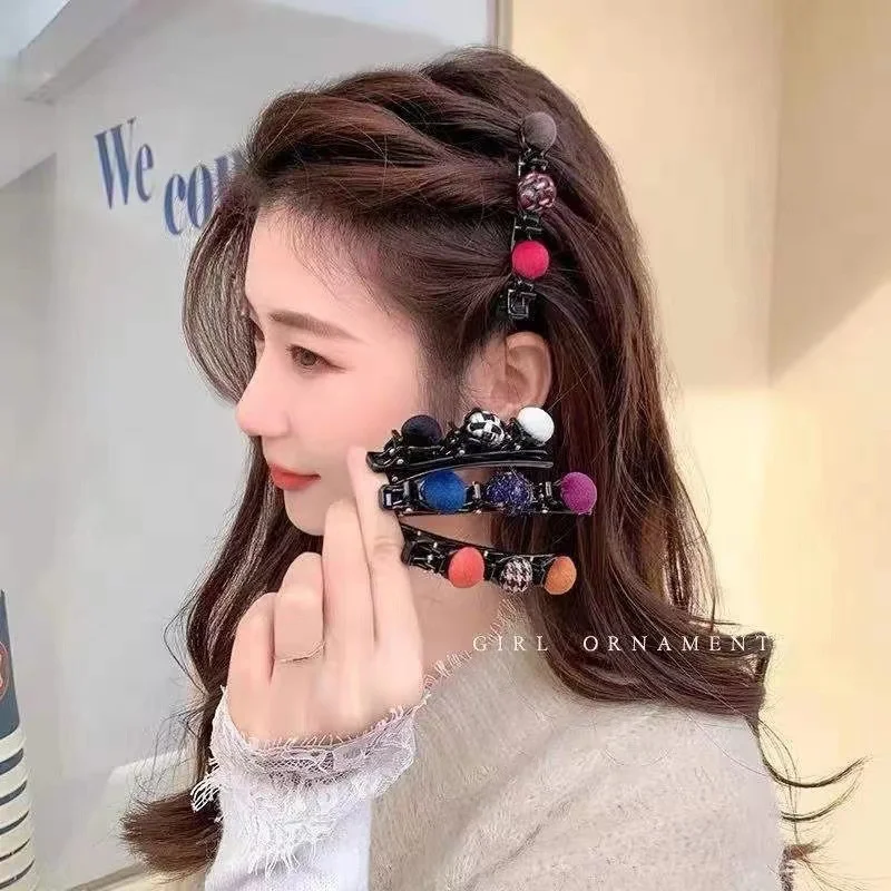 AISHG Hair Ball Hairclip Korean Version Female Braided Hair Simple Duckbill Hairpin Hair Accessories For Women Headwear