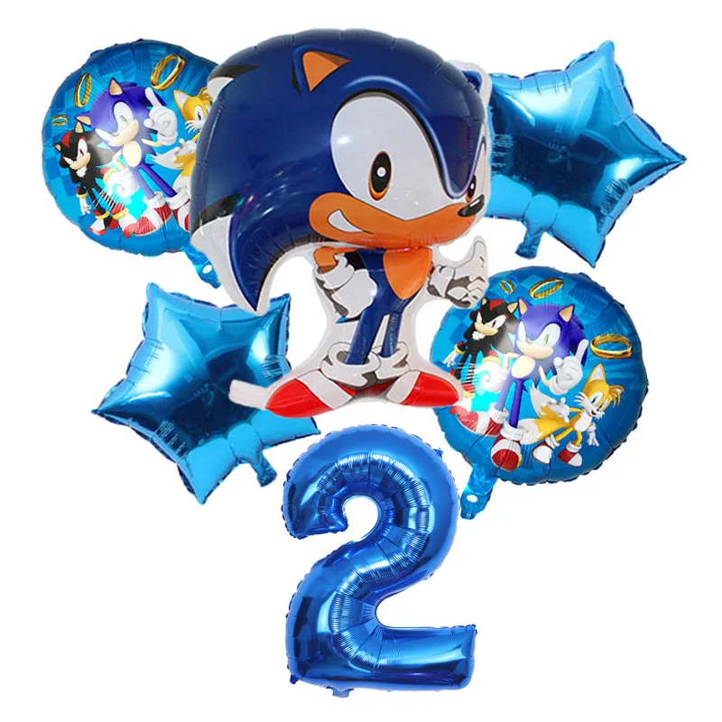 Sonic Birthday Number Balloon Set for Boys Balloons Suit Party Supplies Foil Ballon Decor Tools Baby Shower Photo Props Gifts