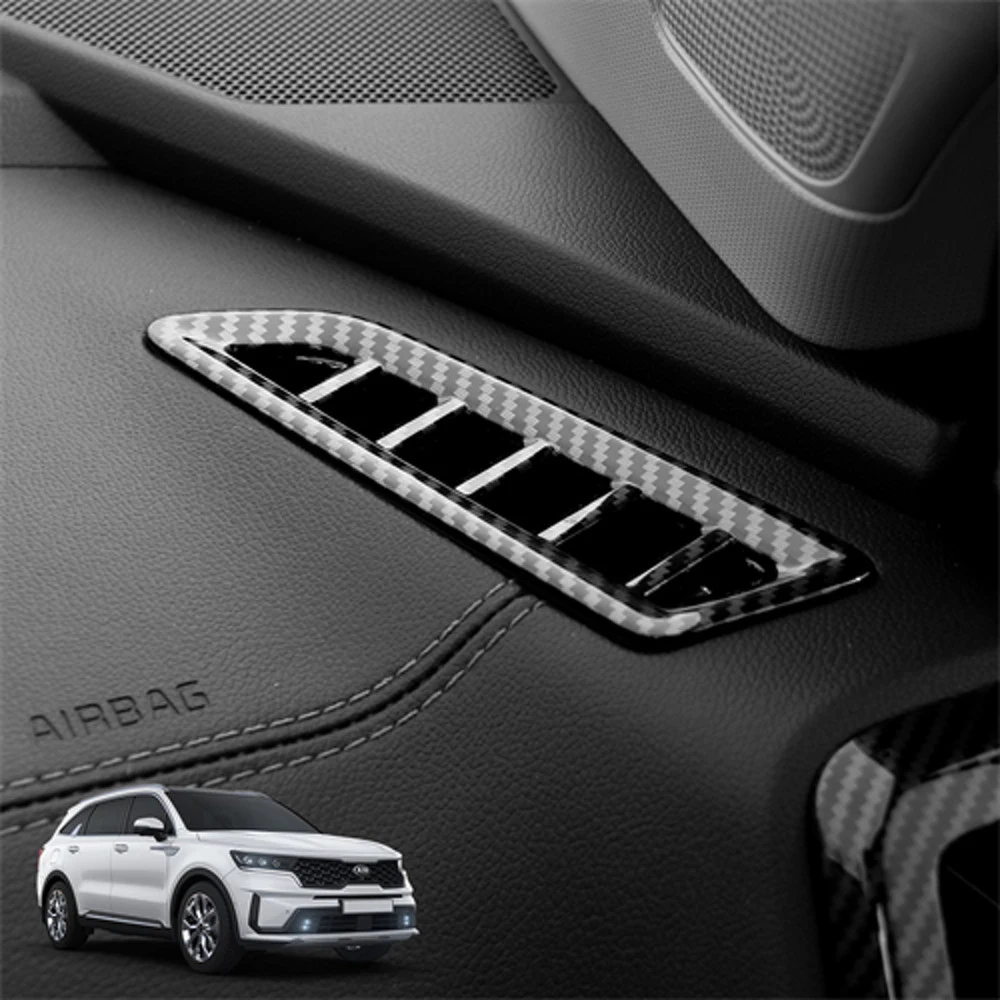 Carbon Fiber ABS Dashboard Upper Air Outlet Cover Air Conditional Defrost Vent Grill Trim Frame For Kia Sorento MQ4 2021 2022