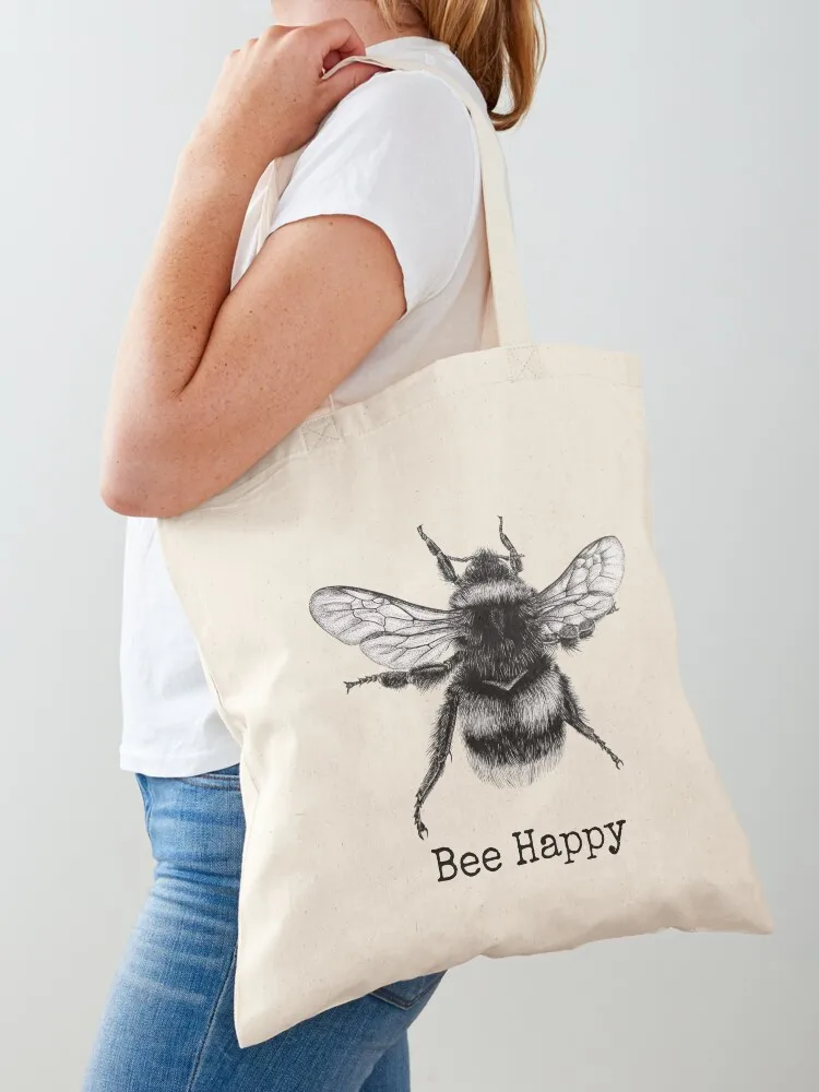 Bee Happy illustration Tote Bag tote bags aesthetic the tote bag shopping bags foldable