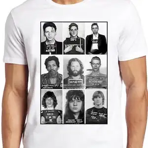 

Celebrities Mugshot T Shirt B1447 Rock Stars Retro Cool Top Tee