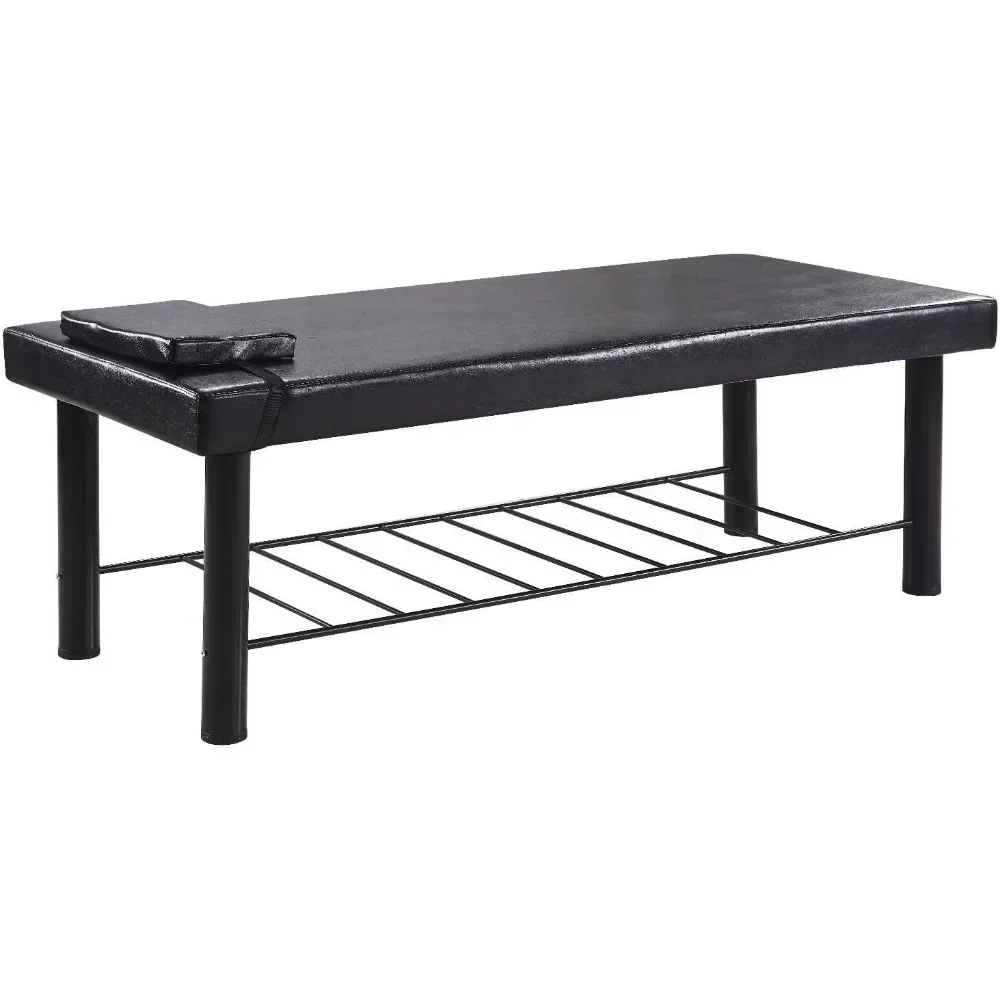 Table de massage stationnaire avec couche de mousse à mémoire de forme, lit de thérapie fongique, lit de spa noir, 75 en effet de long, 29.5 po de large