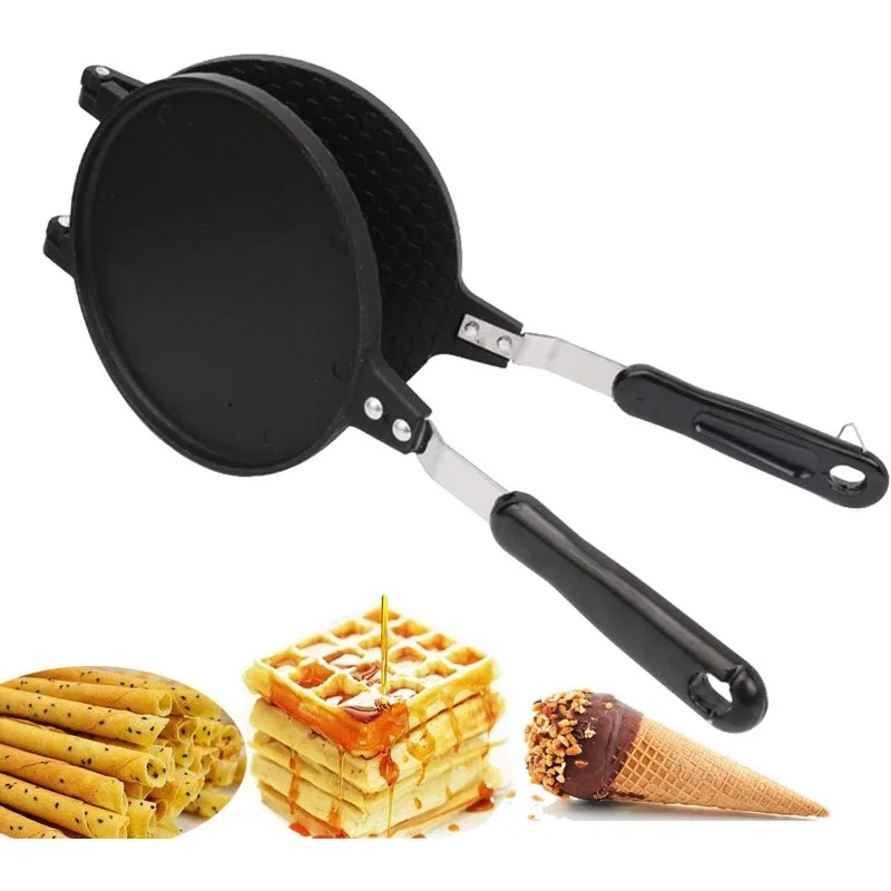 Waffelkegelbereiter, Waffeleisen-Backform, doppelseitiger Pfannkuchenbereiter, multifunktionale, klare Omelettpfanne, Eierbrötchenherstellungsmaschine
