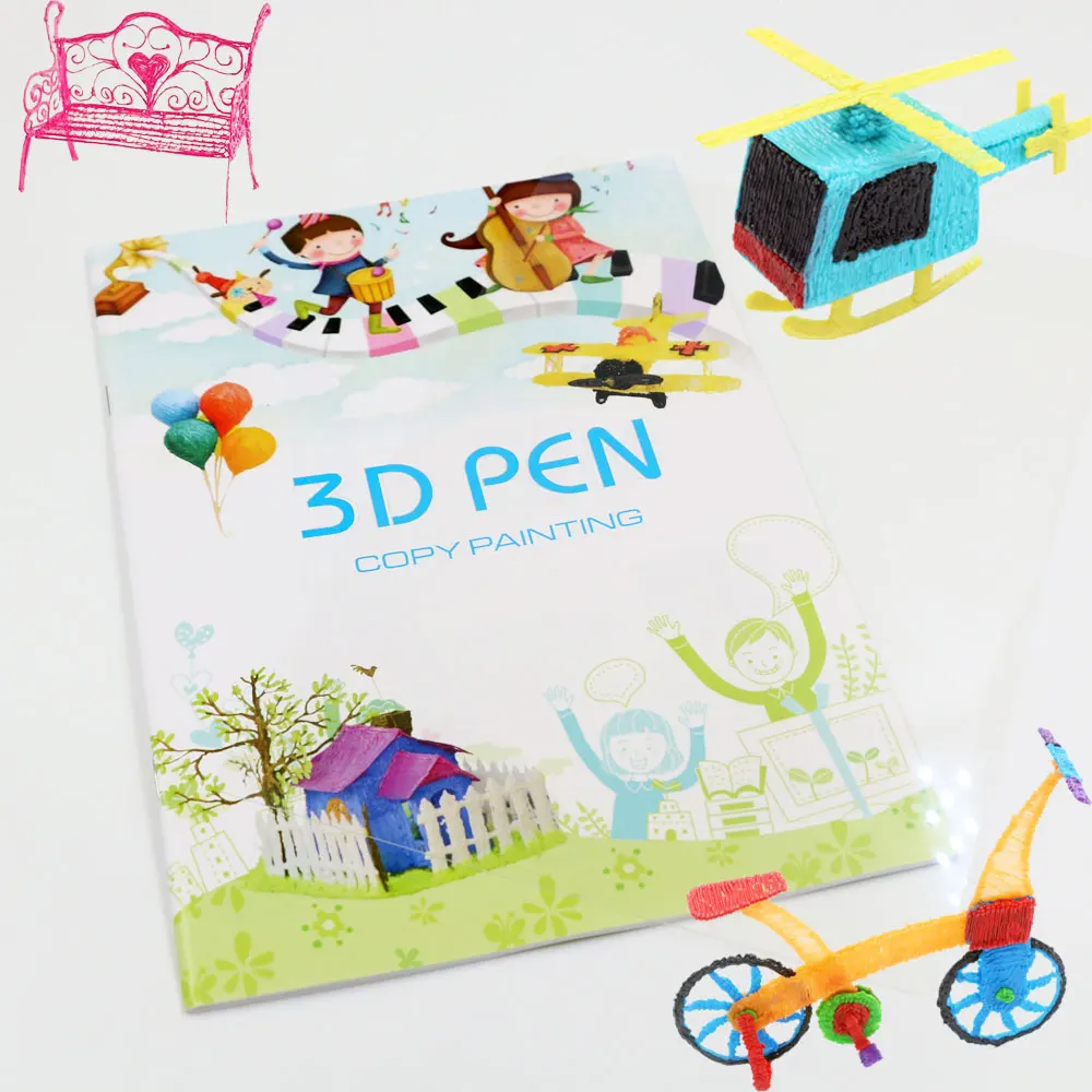 Creativity 3D Pen Drawing Book Suitable for 3D Children's Printing Pen Reusable 40 Patterns Transparent Board Painting Template