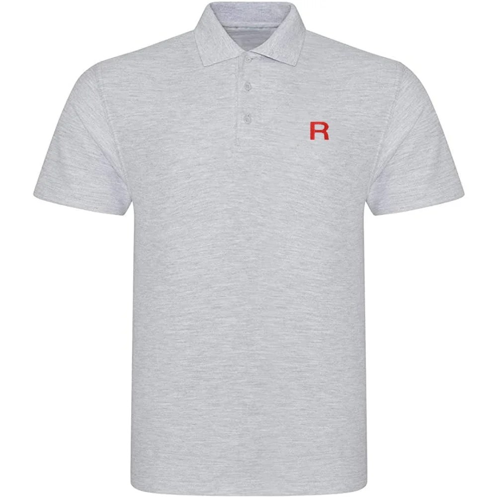 Lyprerazy Men's Casual Polo Shirt Team Rocket R Embroidered Short Sleeve Golf Polo-Shirt