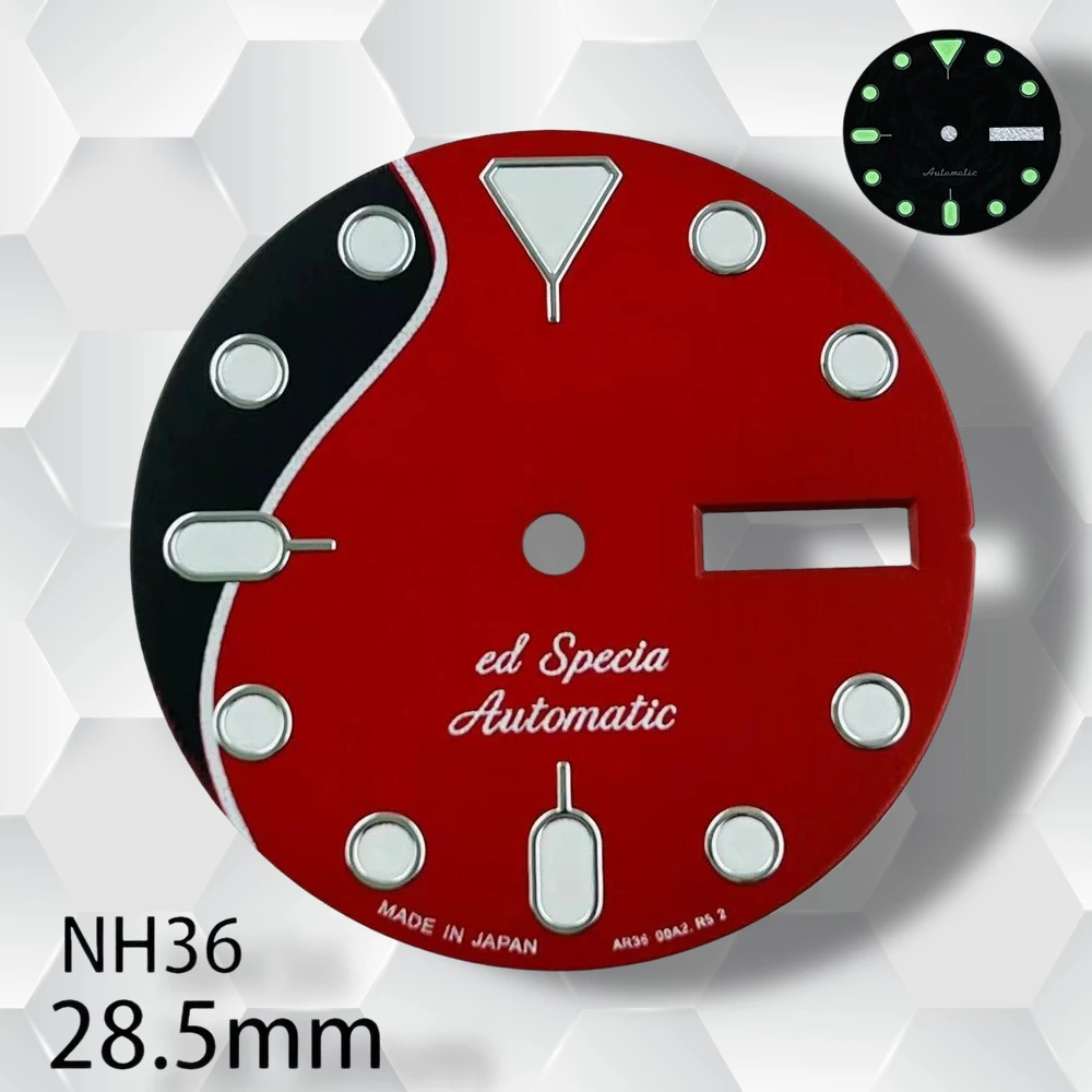 28.5mm S Logo SKX007 Dial Suitable for NH36/4R36 Movement C3 Green Luminous Camouflage Diving DialWatch Modification Accessories