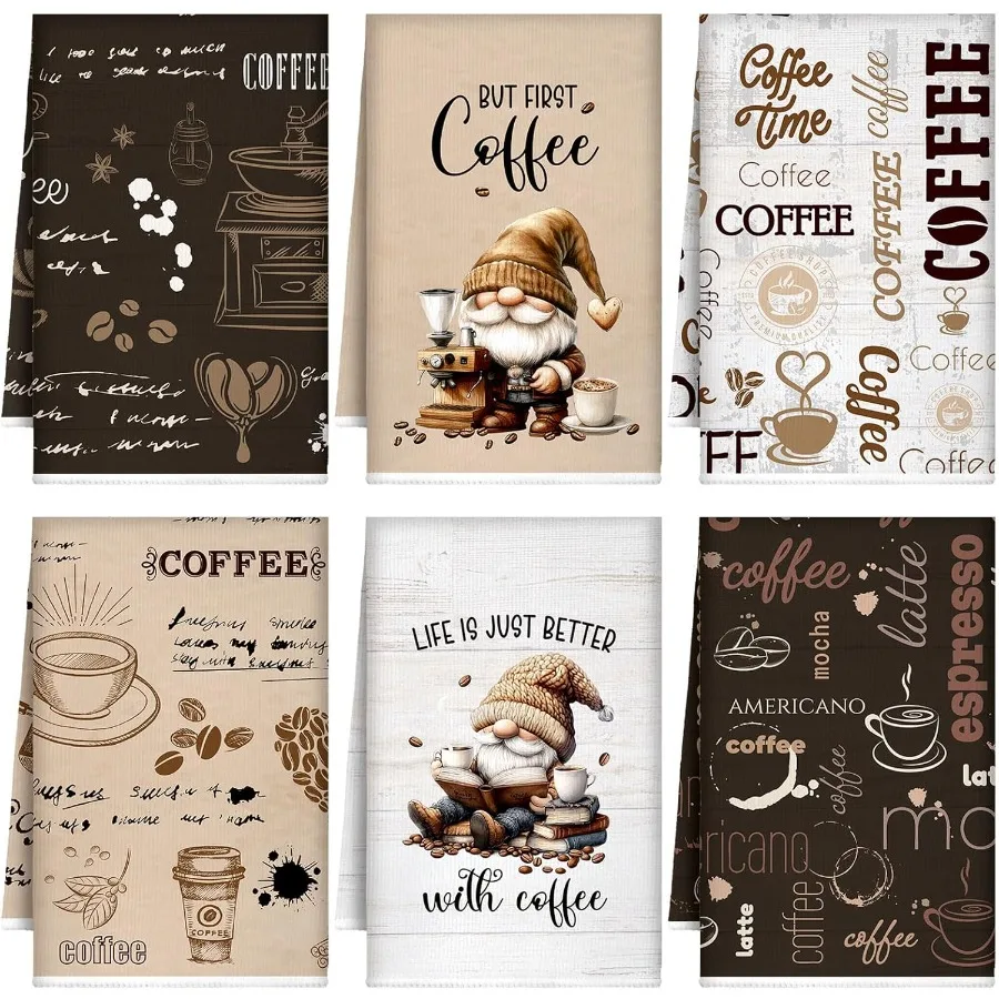 

6 шт. кухонные полотенца для кофе, впитывающие полотенца для посуды 24x16 Ihes, кухонные декоративные салфетки для рук, подарки для приготовления пищи, пека