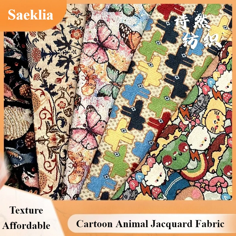 

Cartoon Animal Jacquard Fabric Ethnic Style Woven Printed Cloth for Decorative Sofa,Tablecloths Sewing Coat,Seat Cushions,Bags