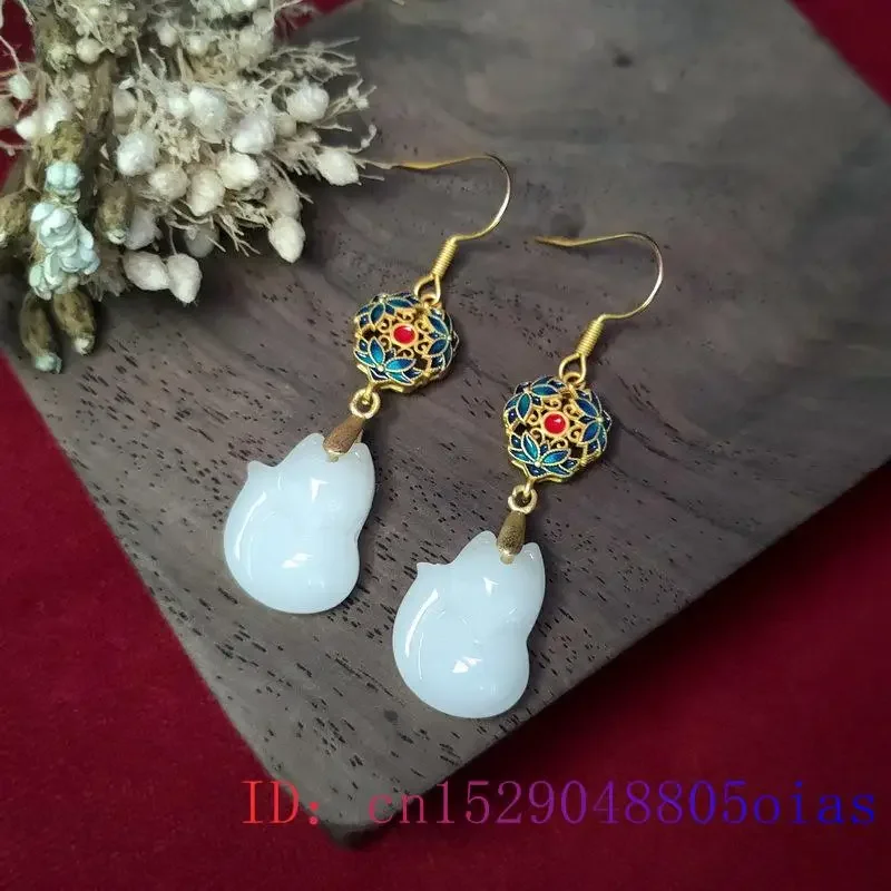 Jade Fox Earrings Luxury Energy 925 Silver Accessories Gift Gifts Jewelry Charm Chinese Designer Gemstone Women Natural Stone - Image 3