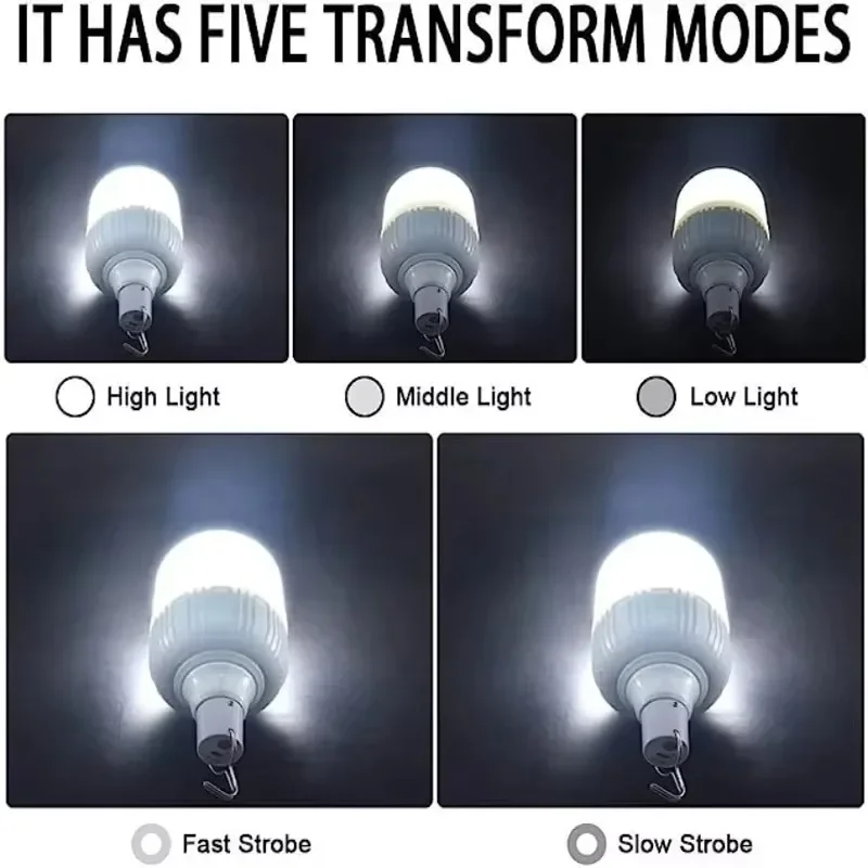 Rechargeable LED Work Light,Portable Emergency Bulb w/Multiple Modes,Indoor Reading Lamp,Camping Tent Lighting,Outdoor Hanging