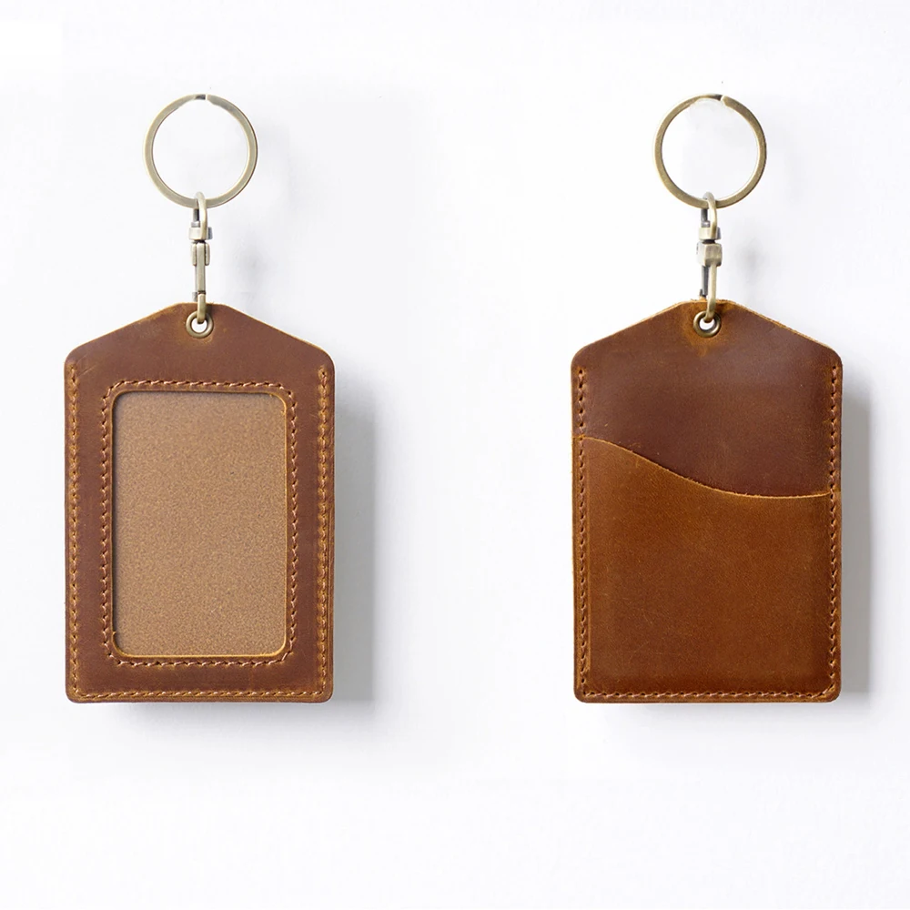 Genuine Leather Card Holder for Work ID, Employee Badge, Bus Pass & Campus Access - Protective Cover