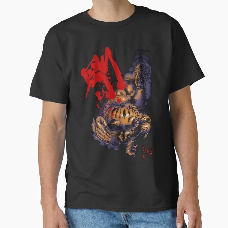 Kenshiro Fist of the North Star T‑Shirt 100% Cotton print Vintage Hokuto No Ken Anime Streetwear 0421 Casual Short Sleeve Tops