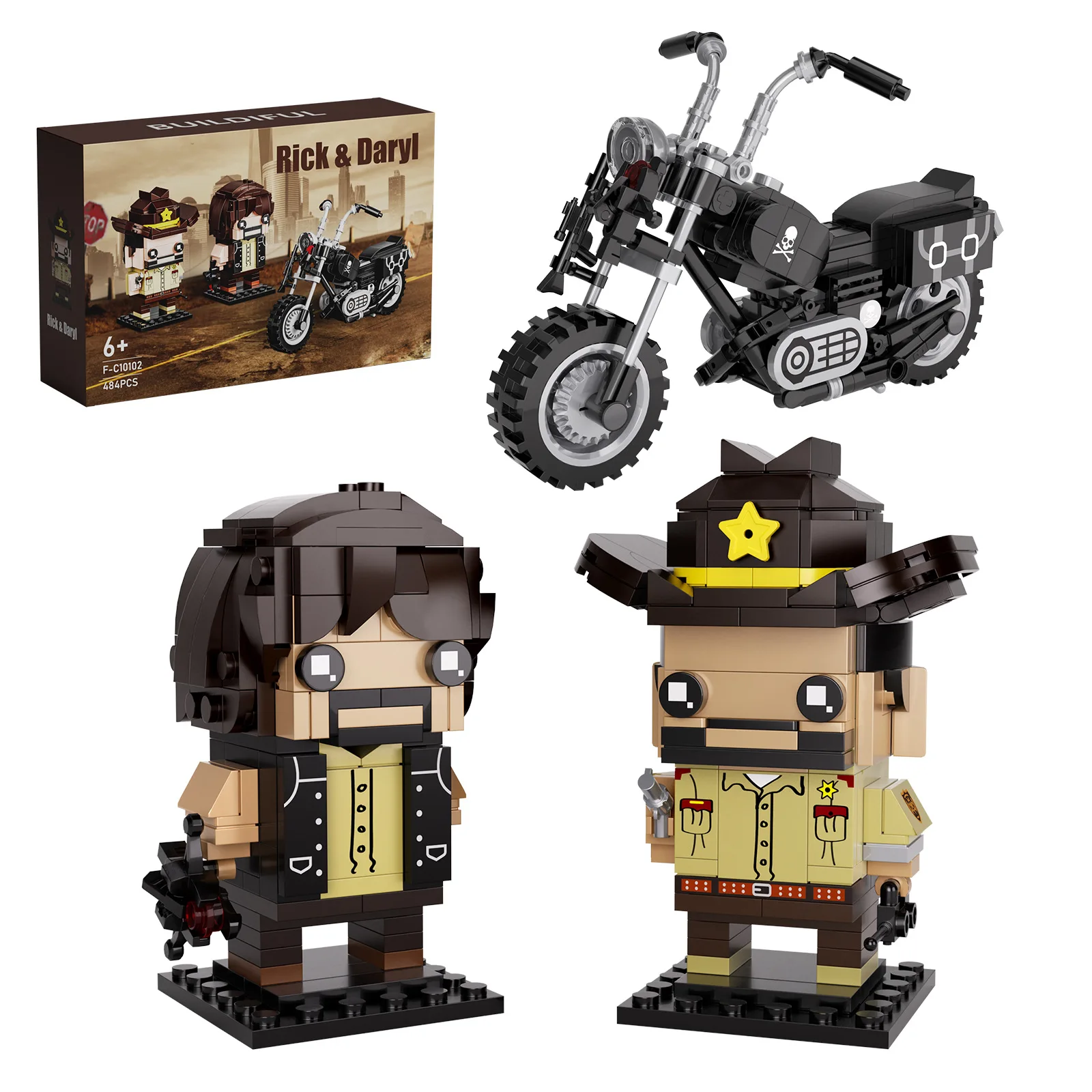 

Hot scary walking deads Rick&Darryl building blocks Brick kit Dell creative horror motor DIY innovative brick kids holiday gifts