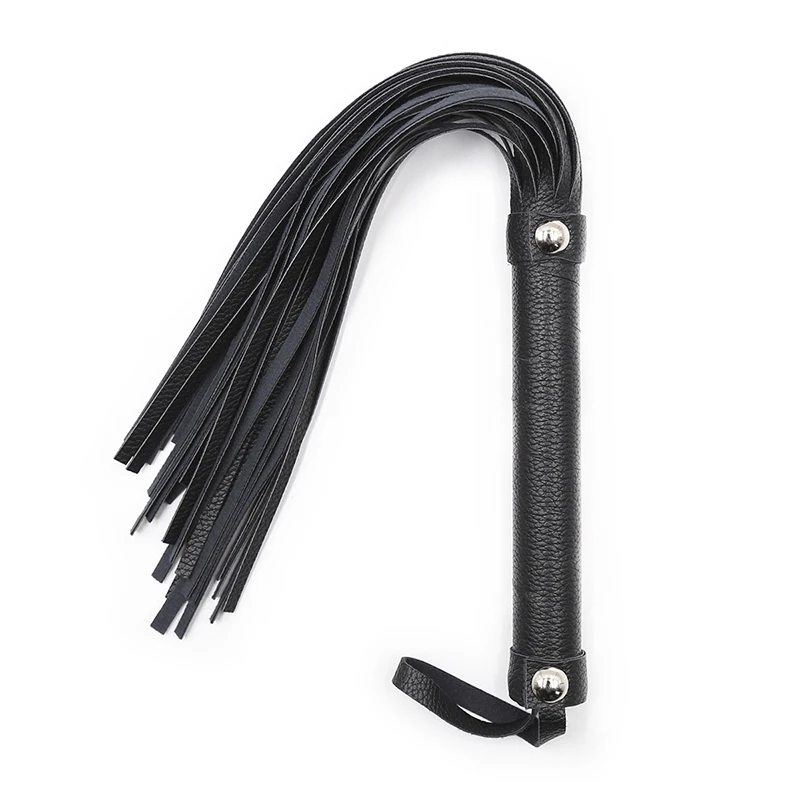 39cm Rivet Inlay Handle Leather Tassels Short Horse Whip Riding Crop Flogger Paddle Slapper Horse Training Dressage Whips