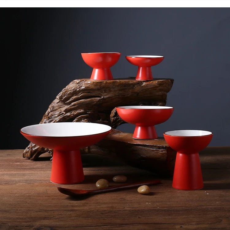 

high-ceramic high-end hotel restaurant supplies artistic conception tableware red