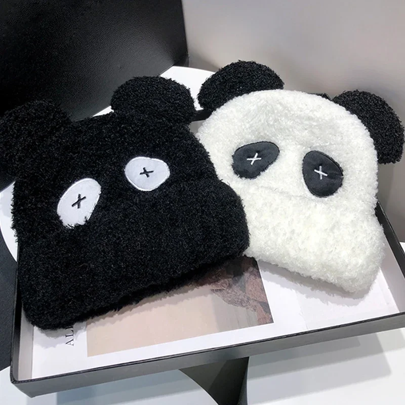 Cute Panda Ears Hats for Women Autumn Winter Warm Panama Soft Lambswool Beanie Cap Girls Cartoon Skullies Ski Hat Gorras Gifts