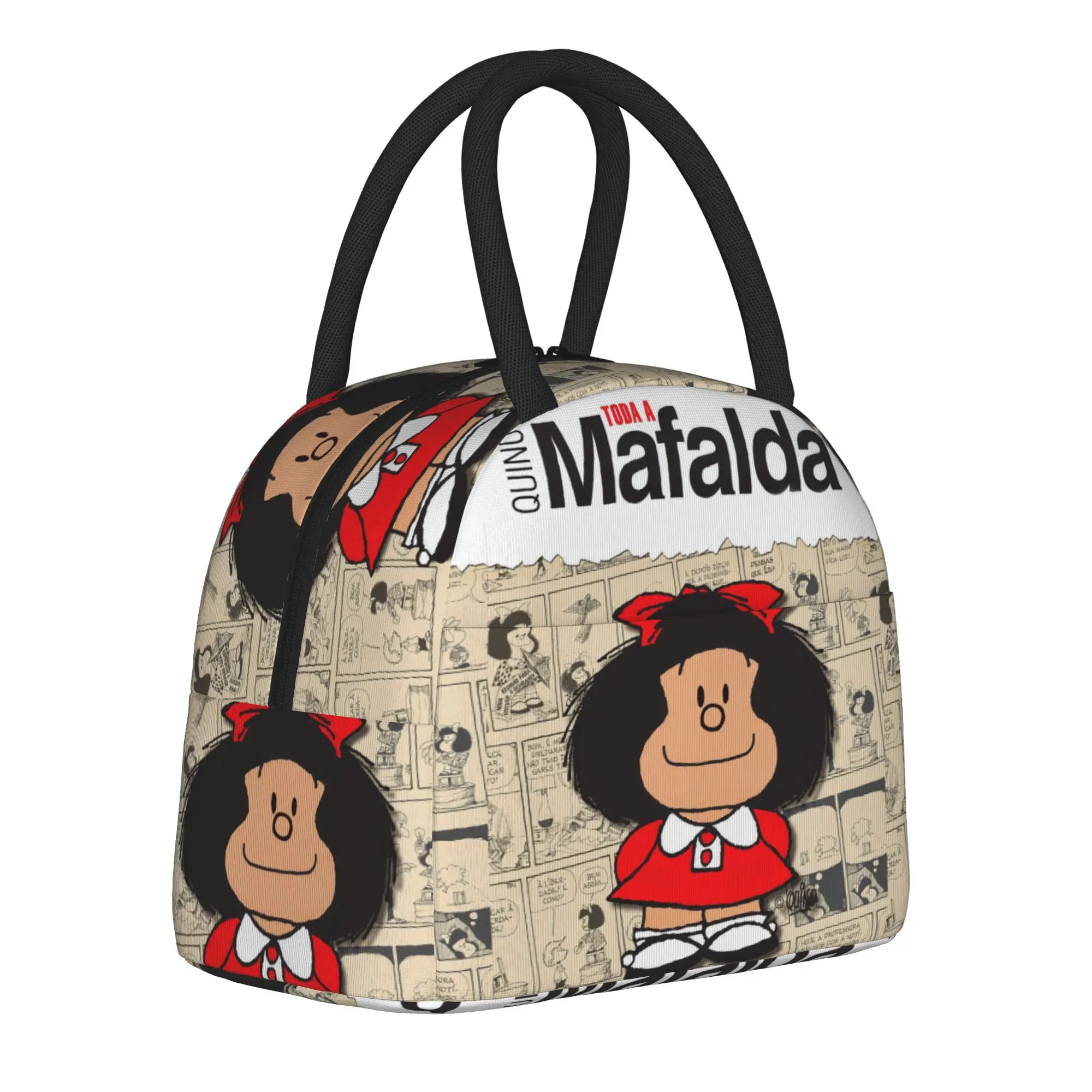 Mafalda Comic Insulated Lunch Bag Thermal Bag Reusable,Meal Container Kawaii Amine Portable Lunch Box Tote for Men Work  Travel
