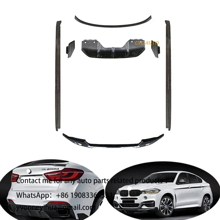 Hot Sale Glossy Black For BMW X6 F16 Aero Kit Front Lip Side Skirt Diffuser From CYC AUTO