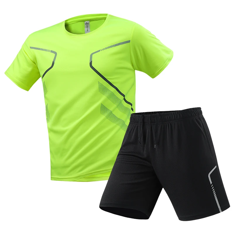 

2026 Summer Men's Quick Dry Short Sleeve Gym Running Round Neck T-Shirt Training Exercise Gym Sport Shirt T-shirts Sets