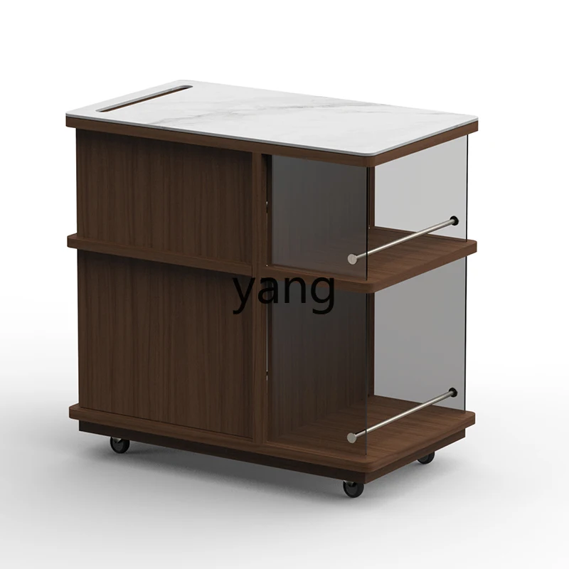 

Yjq Removable Solid Wood Coffee Table Trolley Living Room Multi-Functional Small Tea Table Sofa Side Cabinet