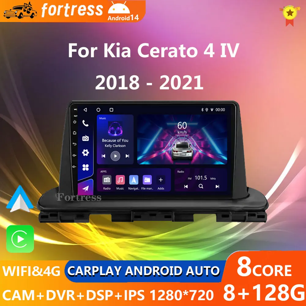 

For Kia Cerato 4 IV 2018 - 2021 Car Radio Carplay Android 13 GPS Navigation Stereo Android Auto 5G Wifi Screen No 2din