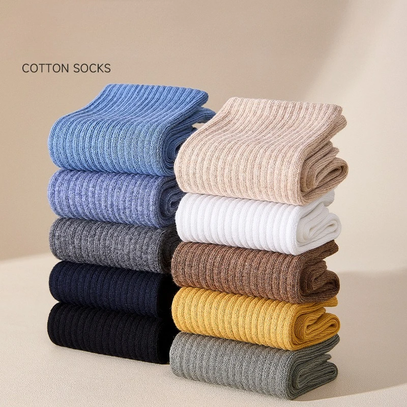 1/5 Pairs 95% Combed Cotton Socks Men Business Dress Long Socks Soft Breathable Spring Summer Colorful Sock For Man 5Pairs/Lot