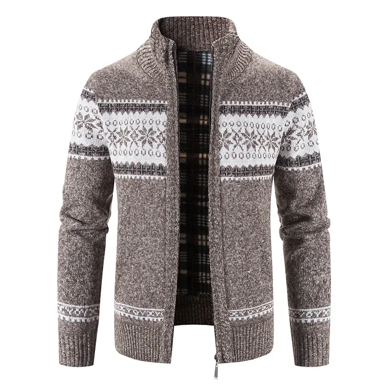 Cardigan da uomo 2024 autunno inverno nuovo colletto alla coreana maglione con cerniera cappotto giacca abbigliamento maschile maglione Cardigan caldo spesso in cotone