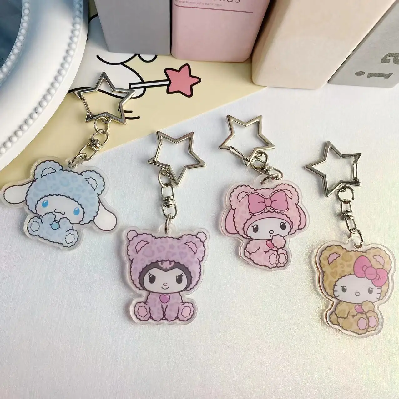 Cartoon Sanrio Kitty Cat Yuji dog Melody acrylic keychain birthday gift female cute pendant