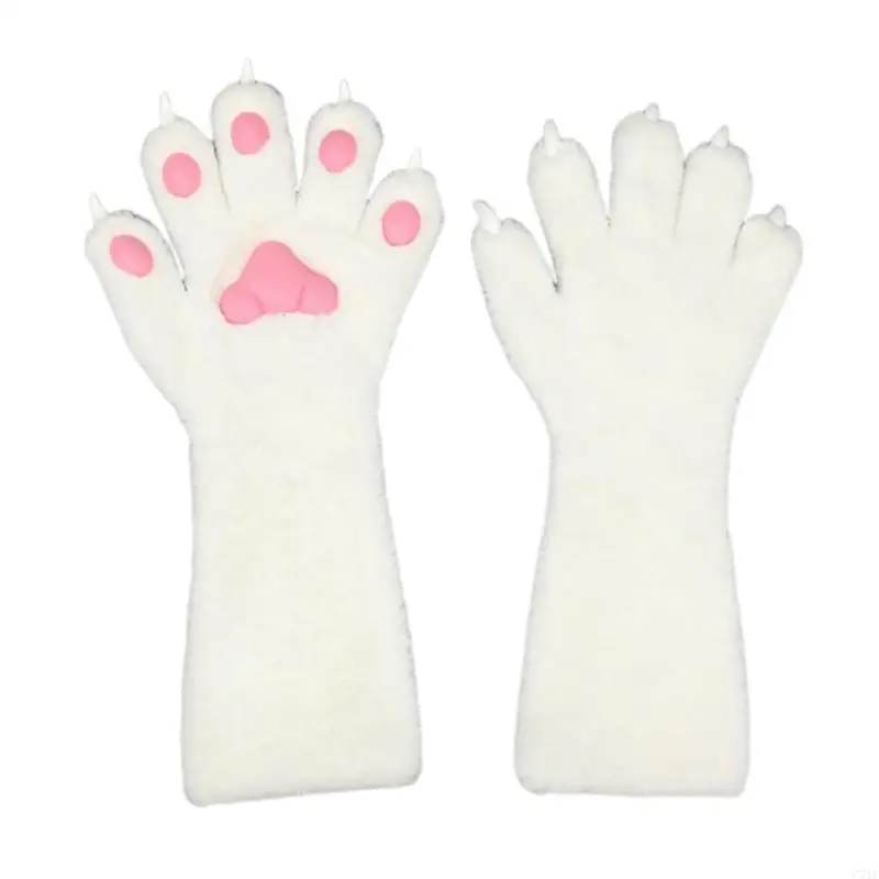 C71F przebranie na karnawał koty łapy rękawiczki dla kobiet dziewczyna do odgrywania ról Party pluszowe rękawiczki z pazurami