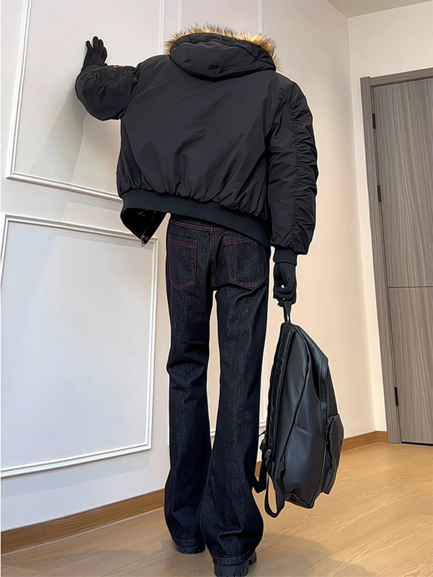 

Red Color Blo Original Denim Men's Flared Jeans High Street Sle Slimming Vibe Knife Straight Leg Autumn Jeans