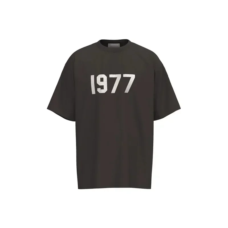 Good Quality Essentials Number 1977 Flocking Logo Fashion T-Shirt Men Oversize Casual T Shirt Women Vintage Tee