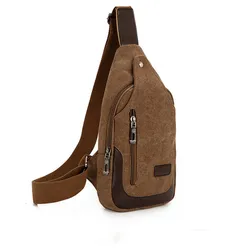 Bolsa tiracolo de lona vintage para homens, bolsa de peito ao ar livre Sling de grande capacidade, bolsa de ombro casual de alta qualidade