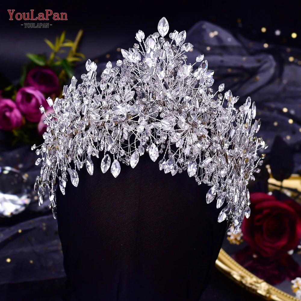 TOPQUEEN HP372 Crystal Wedding Crown Bridal Hair Accessories Headband Queen Tiara Headwear Brides Headdress Women Hair Ornament