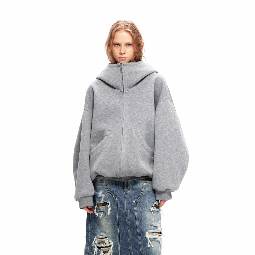 Unisex Hoodies Autumn Winter Vintage Man Women Sweater Jacket American Casual Style Double Zip Cardigan Couples Casual Top