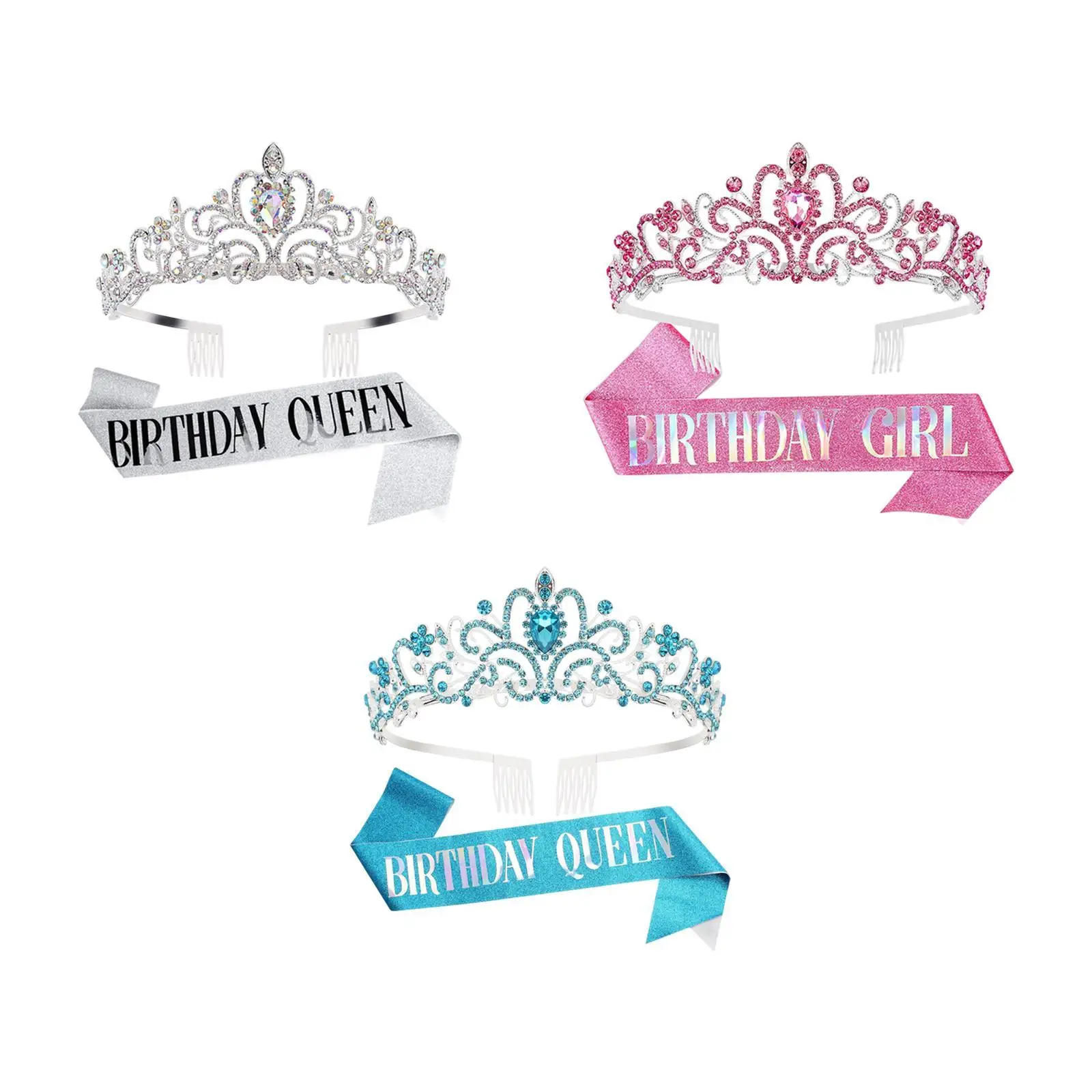 Birthday Girl Headband with Sash Ceremonial Shoulder Strap Women Girls