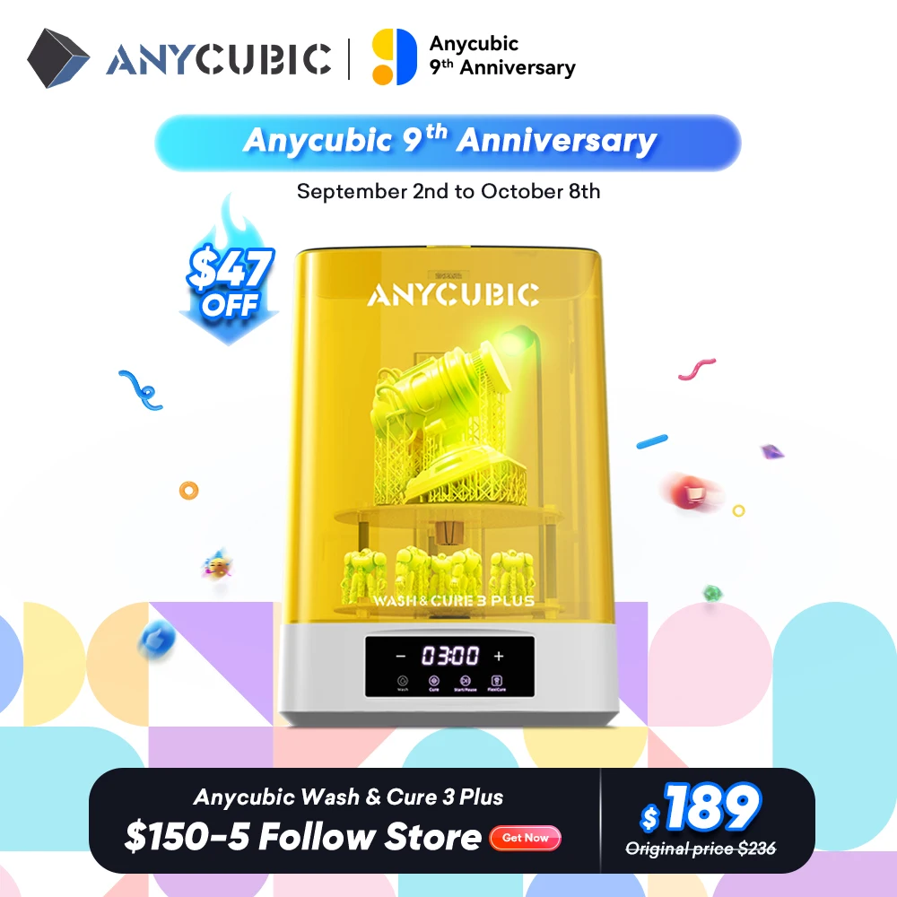 

ANYCUBIC Wash & Cure 3 Plus Washing Curing 2 in 1 Machine For Photon Mono M5s LCD 3D Printer 3D Printing Models