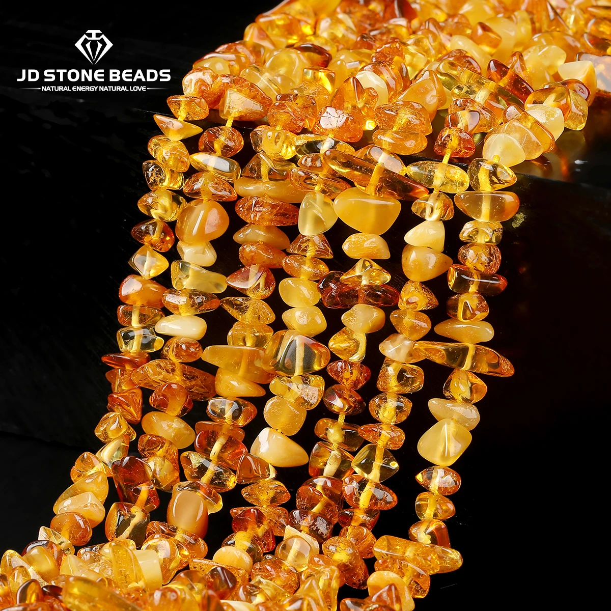 JD Natural Amber Chips Irregular Raw Gemstone Gravels Polished Stones for Handmade DIY Bracelet Choker Earring Jewelry Making