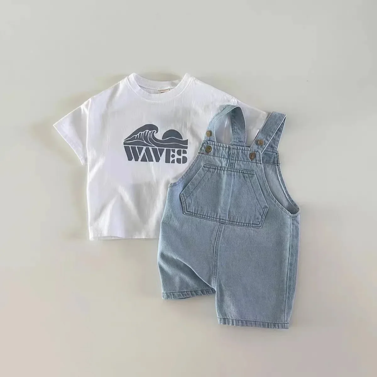 2023 Summer Autumn Baby Denim Overalls Infant Boys Solid Pocket Suspenders Pant Girls Jumpsuit Kids Cotton Casual Striped Shorts