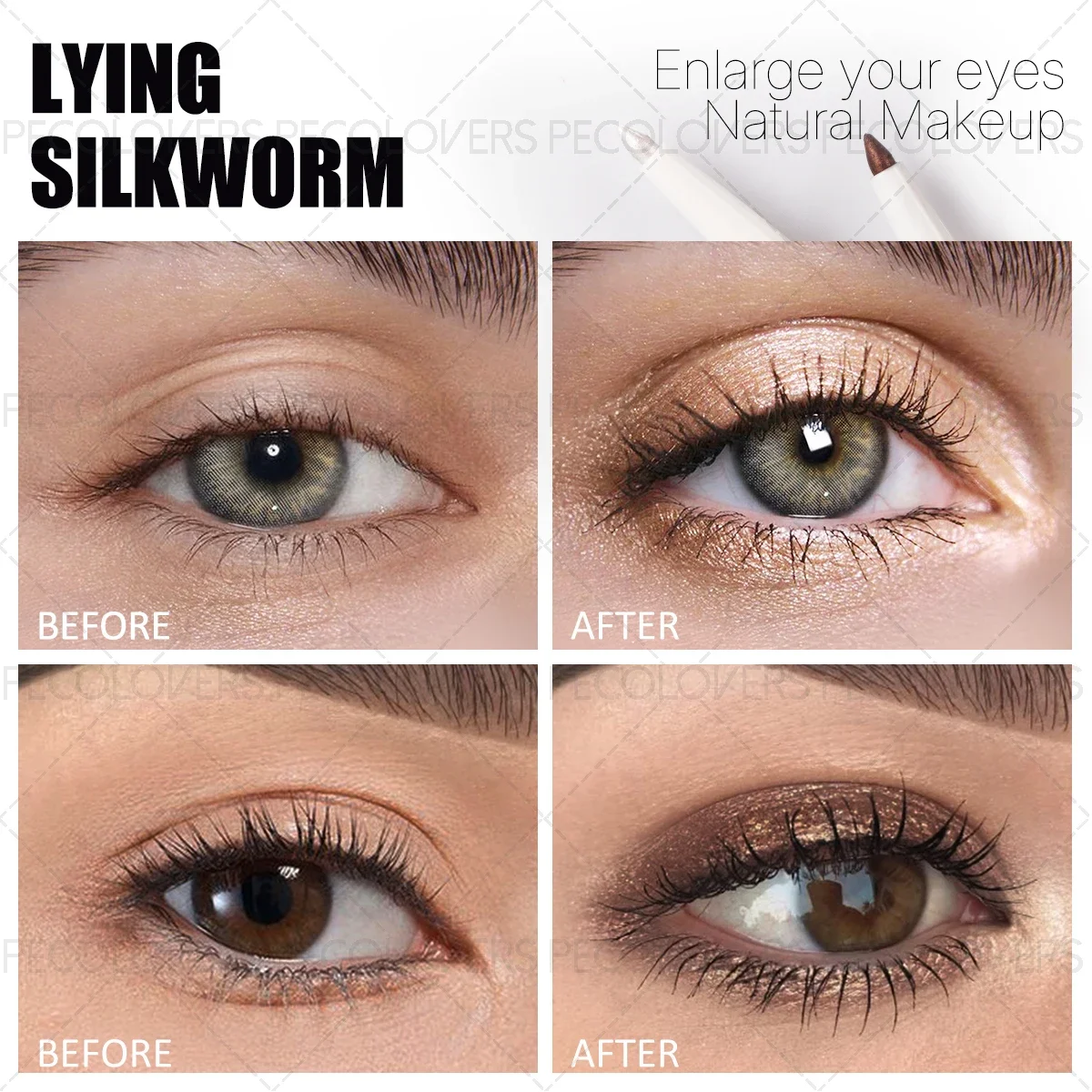 1PC 2-in-1 veelkleurige oogschaduw- en markeerstift - parelmoer glitterafwerking, waterdicht, levendig pigment, langdurig